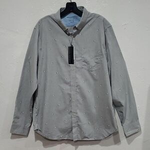 Banana Republic Luxe Poplin Button Down Shirt with Lime Wedge Pattern Size L